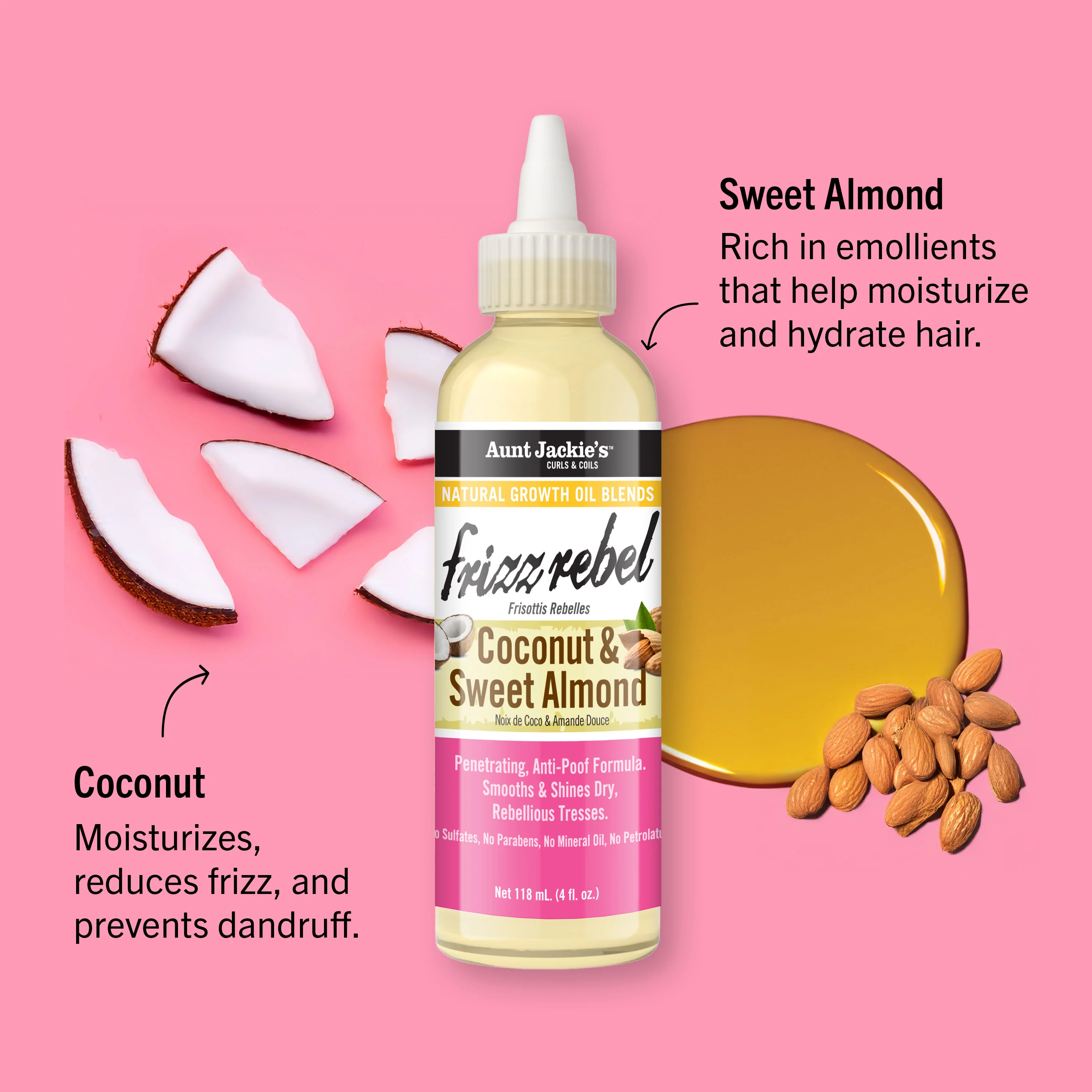 Frizz Rebel - Coconut & Sweet Almond Natural Growth Oil Blend - Image 2